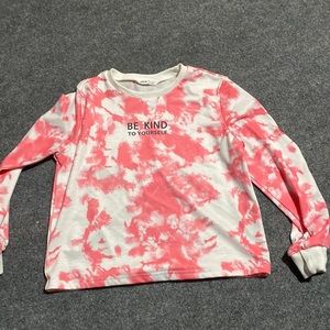 pink and white tie-dye sweatshirt